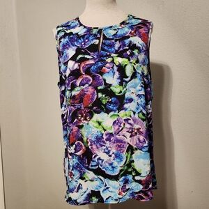 Women's 1X Violet & Claire floral sleeveless shell top